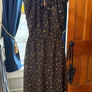 LC Lauren Conrad Black Midi Dress with Gold Patterns
